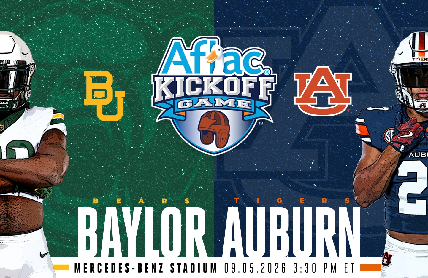 Baylor Bears vs Auburn Tigers — Aflac Kickoff Game at Mercedes-Benz Stadium, September 5, 2026